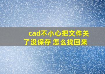 cad不小心把文件关了没保存 怎么找回来